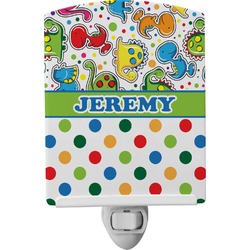 Dinosaur Print & Dots Ceramic Night Light (Personalized)