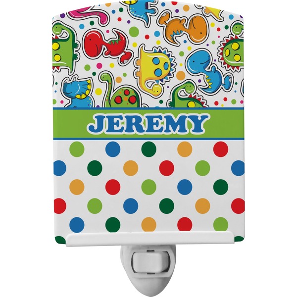 Custom Dinosaur Print & Dots Ceramic Night Light (Personalized)