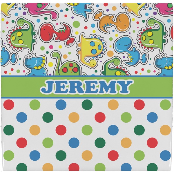 Custom Dinosaur Print & Dots Ceramic Tile Hot Pad (Personalized)