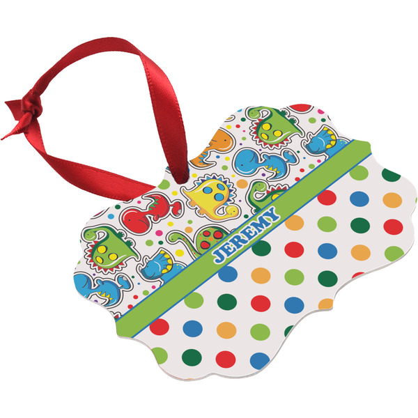 Dinosaur Print & Dots Christmas Ornament