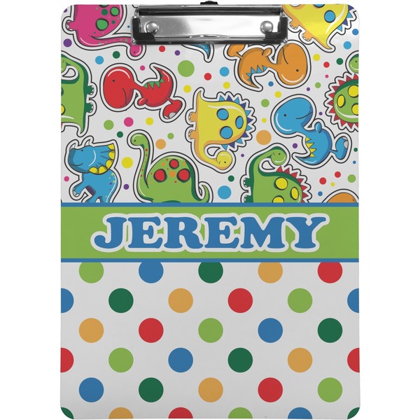 Custom Dinosaur Print & Dots Clipboard (Letter Size) (Personalized)
