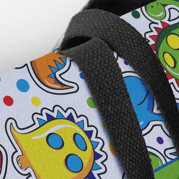 Dinosaur Print & Dots Closeup of Tote w/Black Handles