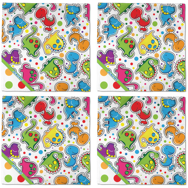 Dinosaur Print & Dots Cloth Napkins - Personalized Dinner (APPROVAL) Set of 4