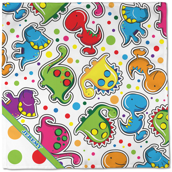 Dinosaur Print & Dots Cloth Napkins - Personalized Dinner (Full Open)