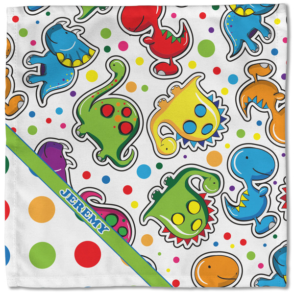 Dinosaur Print & Dots Cloth Napkins - Personalized Lunch (Single Full Open)