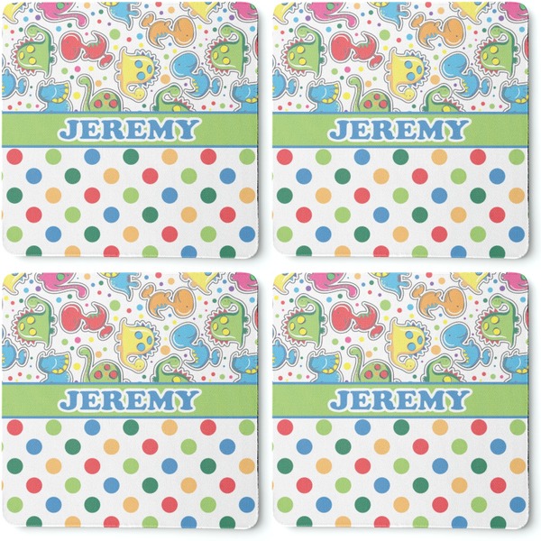 Dinosaur Print & Dots Coaster Rubber Back - Apvl