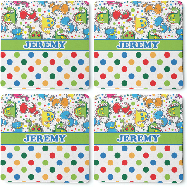 Dinosaur Print & Dots Coaster Rubber Back - Apvl
