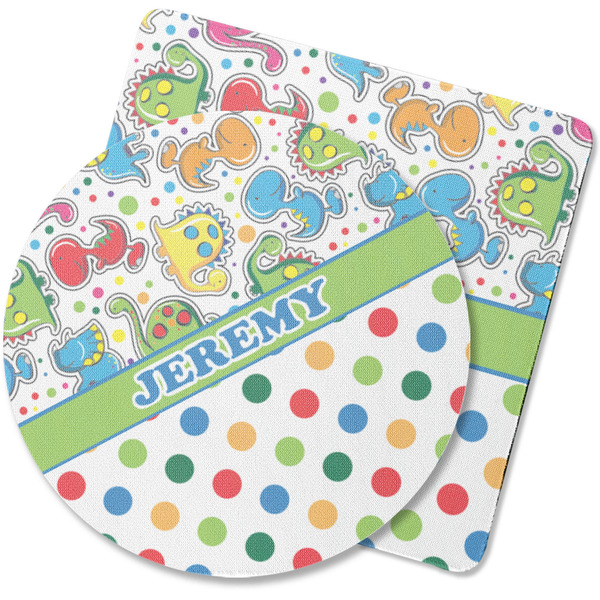 Custom Dinosaur Print & Dots Rubber Backed Coaster (Personalized)
