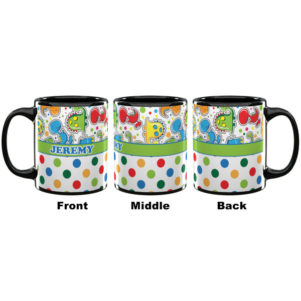 Dinosaur Print & Dots Coffee Mug - 11 oz - Black APPROVAL