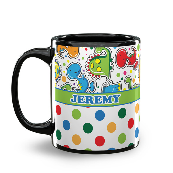 Dinosaur Print & Dots Coffee Mug - 11 oz - Black