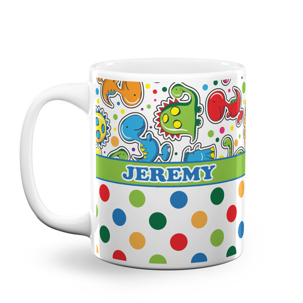Custom Dinosaur Print & Dots Coffee Mug (Personalized)