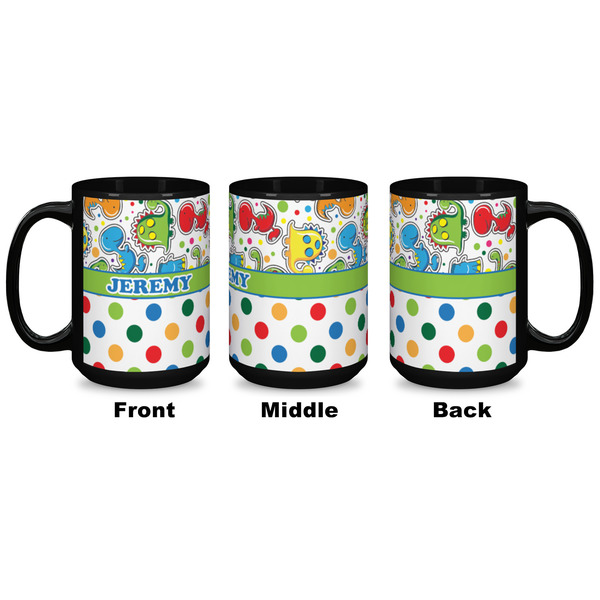 Dinosaur Print & Dots Coffee Mug - 15 oz - Black APPROVAL
