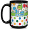 Dinosaur Print & Dots 15 Oz Coffee Mug - Black (Personalized)