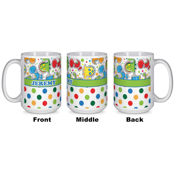 Dinosaur Print & Dots Coffee Mug - 15 oz - White APPROVAL
