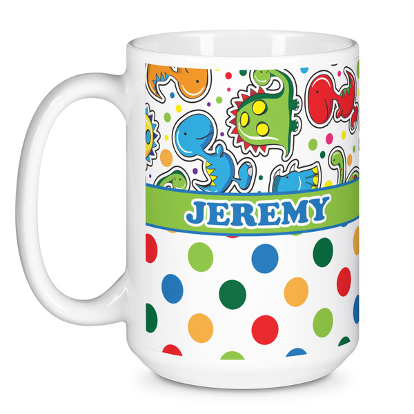 Dinosaur Print & Dots Coffee Mug - 15 oz - White