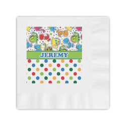 Dinosaur Print & Dots Coined Cocktail Napkins (Personalized)