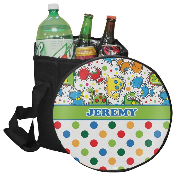Custom Dinosaur Print & Dots Collapsible Cooler & Seat (Personalized)