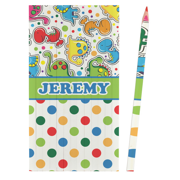 Dinosaur Print & Dots Colored Pencils - Front View