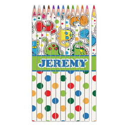 Dinosaur Print & Dots Colored Pencils (Personalized)