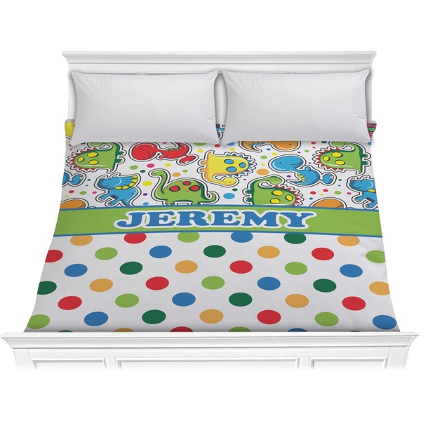 Custom Dinosaur Print & Dots Comforter - King (Personalized)