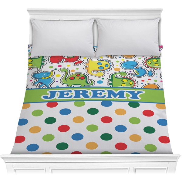 Custom Dinosaur Print & Dots Comforter - Full / Queen (Personalized)