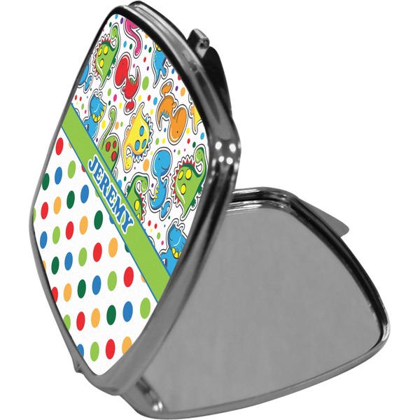 Dinosaur Print & Dots Compact Mirror (Side View)