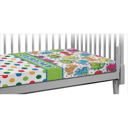 Dinosaur Print & Dots Crib Fitted Sheet (Personalized)