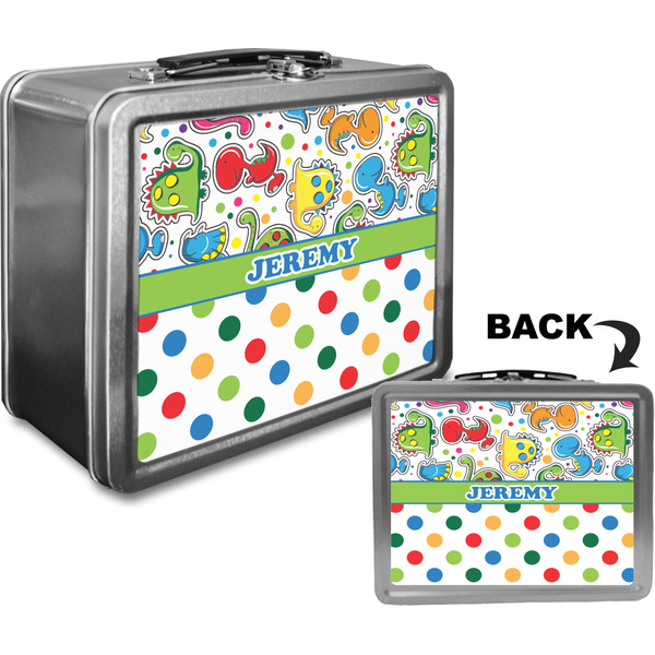 Dinosaur Print & Dots Custom Lunch Box / Tin Approval