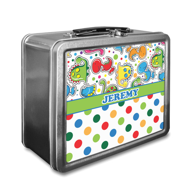 Custom Dinosaur Print & Dots Lunch Box (Personalized)