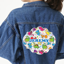 Dinosaur Print & Dots Twill Iron On Patch - Custom Shape - 3XL (Personalized)