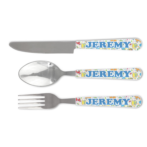 Custom Dinosaur Print & Dots Cutlery Set (Personalized)