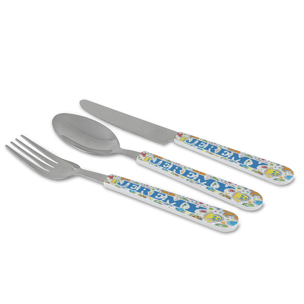 Dinosaur Print & Dots Cutlery Set - MAIN