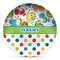 Dinosaur Print & Dots Microwave Safe Plastic Plate - Composite Polymer (Personalized)
