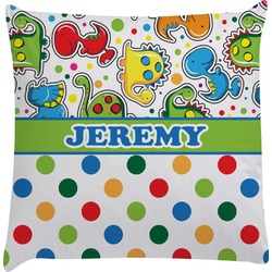 Dinosaur Print & Dots Decorative Pillow Case (Personalized)