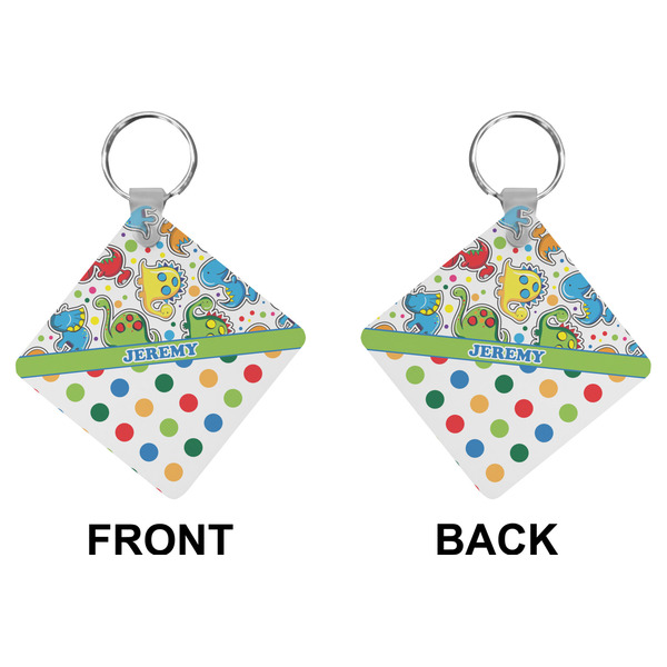 Dinosaur Print & Dots Diamond Keychain (Front + Back)