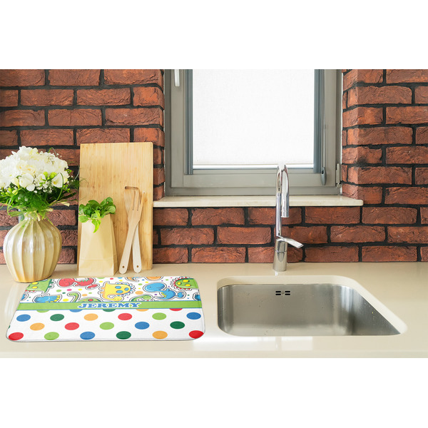 Dinosaur Print & Dots Dish Drying Mat - LIFESTYLE 2