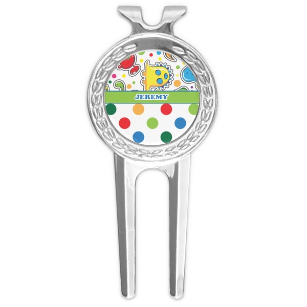 Custom Dinosaur Print & Dots Golf Divot Tool & Ball Marker (Personalized)