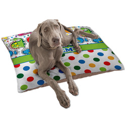 Dinosaur Print & Dots Dog Bed - Large w/ Name or Text