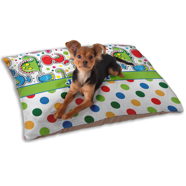 Dinosaur Print & Dots Dog Bed - Small LIFESTYLE