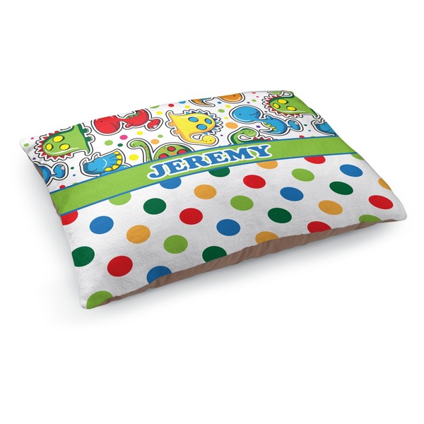 Custom Dinosaur Print & Dots Dog Bed - Medium w/ Name or Text