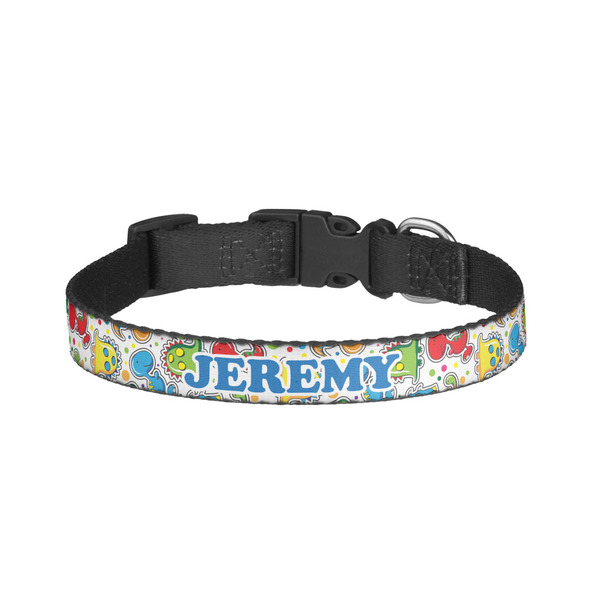 Custom Dinosaur Print & Dots Dog Collar - Large (Personalized)