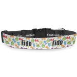 Dinosaur Print & Dots Deluxe Dog Collar - Medium (11.5" to 17.5") (Personalized)