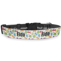 Dinosaur Print & Dots Deluxe Dog Collar (Personalized)