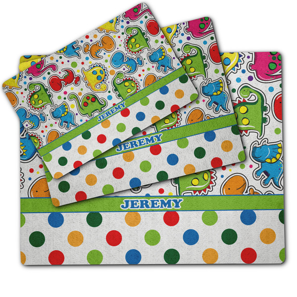 Dinosaur Print & Dots Dog Food Mat - MAIN (sm, med, lrg)