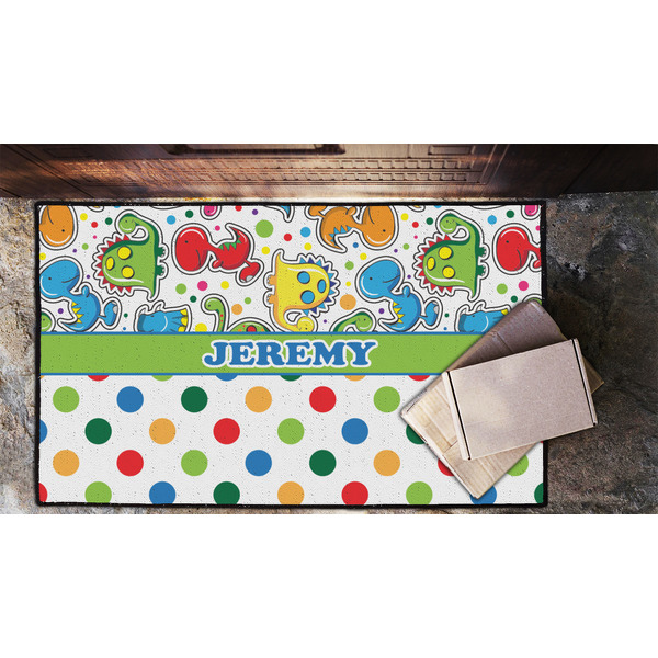 Dinosaur Print & Dots Door Mat - LIFESTYLE (Lrg)