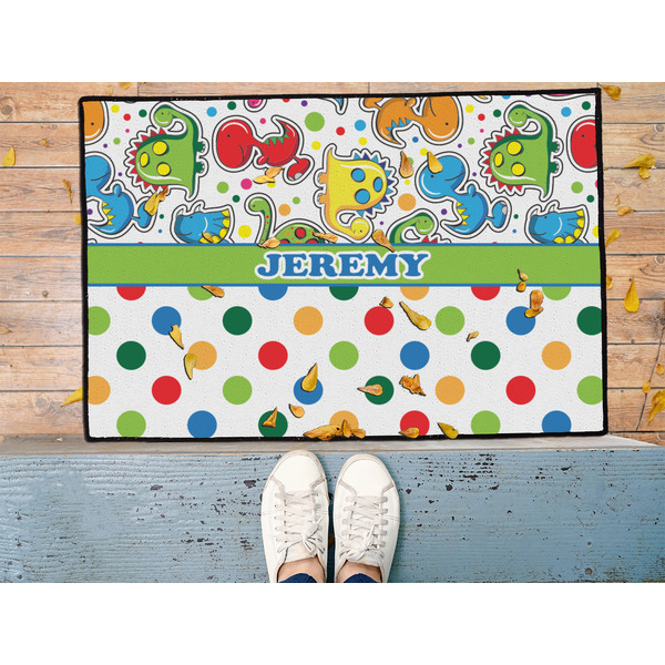 Dinosaur Print & Dots Door Mat - LIFESTYLE (Med)