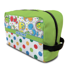 Dinosaur Print & Dots Toiletry Bag / Dopp Kit (Personalized)