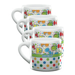 Dinosaur Print & Dots Double Shot Espresso Cups - Set of 4 (Personalized)