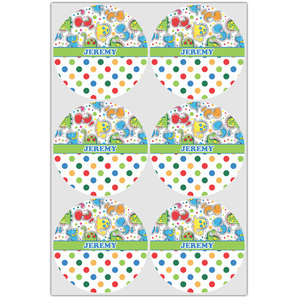 Dinosaur Print & Dots Drink Topper - Large - Set of 6