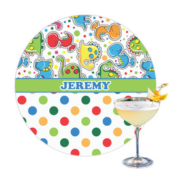 Dinosaur Print & Dots Printed Drink Topper (Personalized)